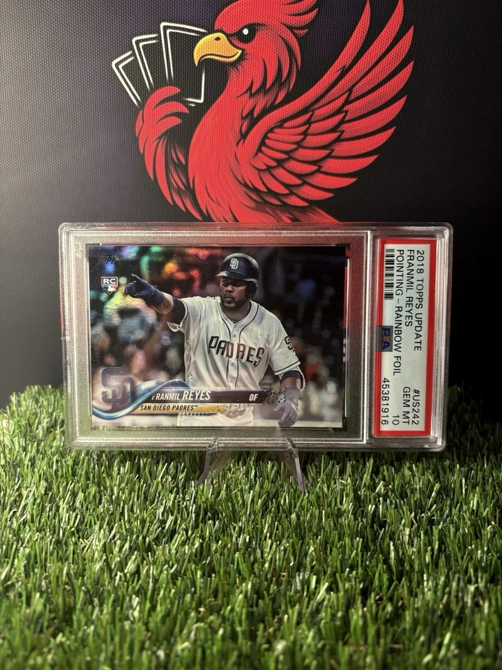 Franmil Reyes 2018 Padres RC Rookie Topps Update Rainbow Foil PSA 10 GEM MINT - Image 2 of 4