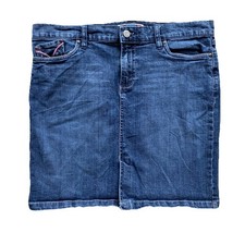 Y2K Old Navy Ultra Low Waist Skirt Blue Dark Wash Denim Size 10 Grunge Vintage