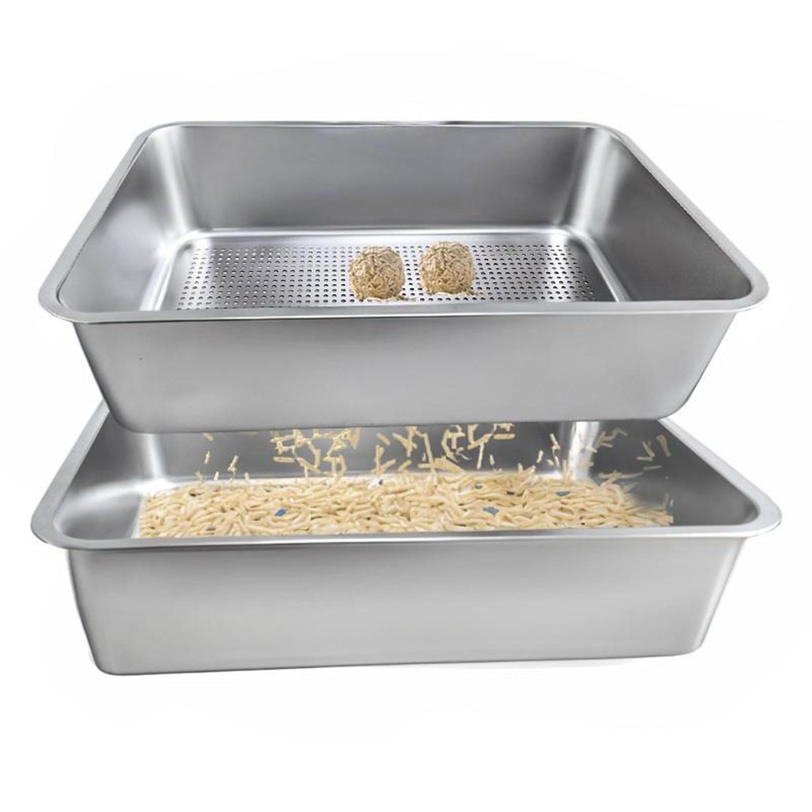 Stainless Steel Open Top Cat Litter Box Large Capacity Pet Toilet