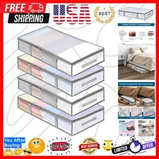 4-Pack Humid-Proof Under Bed Storage Bins, Transparent & Durable Design
