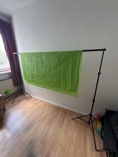 Fotostudio Hintergrundstoff-Set Grün Weiß Schwarz Grau + Stativhalterung