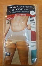 Roundtree  Yorke Mens Full-Cut Briefs 3Pair 1 Pack Size 44 Multicolor