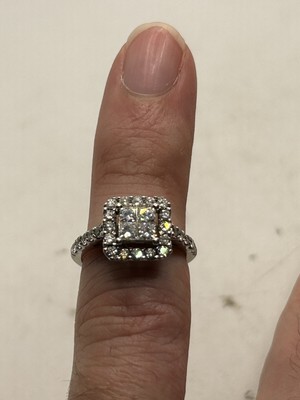1CT Natural Diamond Halo Engagement Anniversary Wedding Ring 14K White Gold