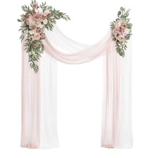 Ling's Moment Pink Artificial Wedding Arch Flowers Kit Pack of 4 Rose Cream
