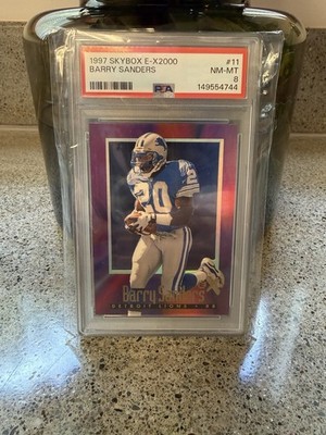 1997 Skybox E-X2000 Barry Sanders #11 PSA 8 NM-MT POP 45 Looks Great Clean Card