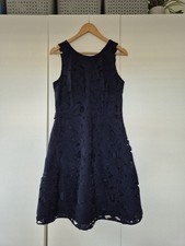 Next Navy Blue Floral Lace Midi Dress UK 12 Party Wedding Guest Occasion Wear