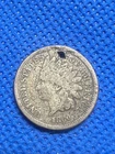 1860 Indian Head.  Nice detail. Holed. Civil War white cent.  #213