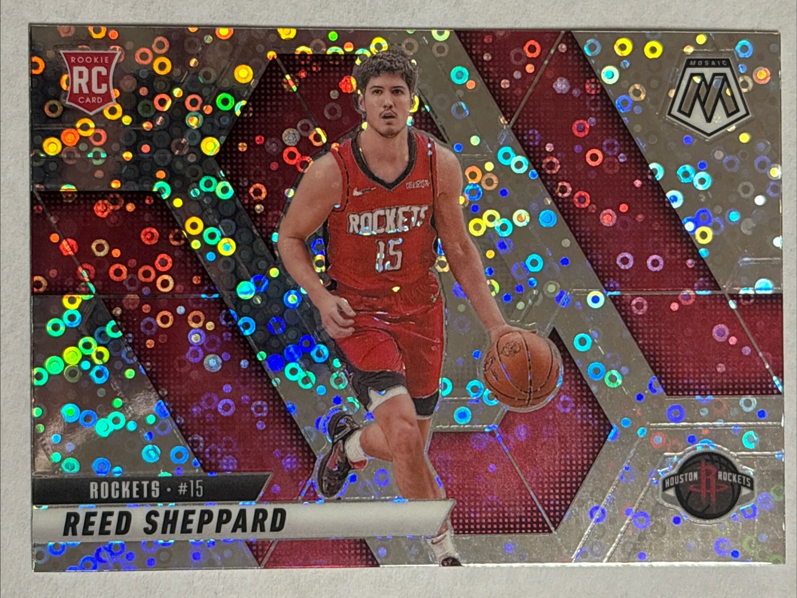 2024-25 Panini Mosaic Reed Sheppard Disco Variation RC Rookie #249 Rockets