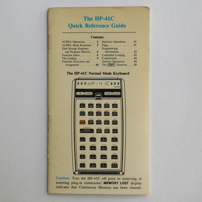 Quick Reference Guide for Hewlett Packard HP-41C Calculator | eBay