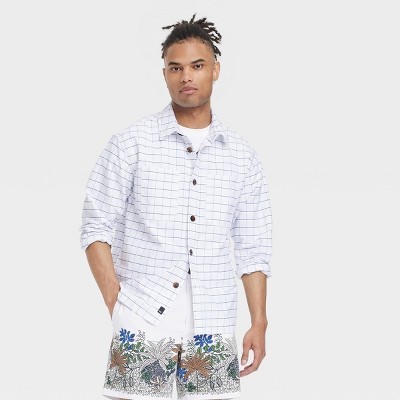 Хьюстонская белая рубашка для взрослых с длинным рукавом Windowpane Oversize на пуговицах 3790₽