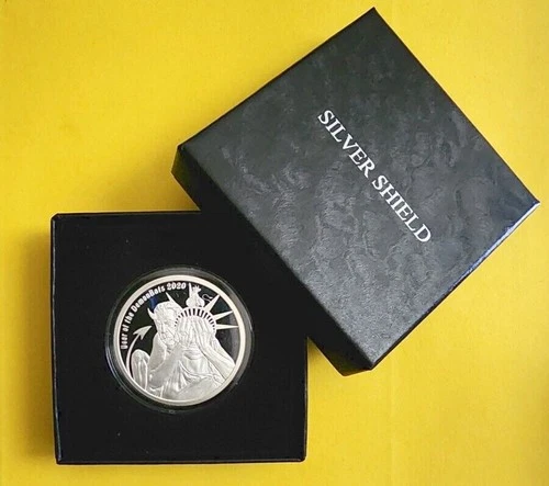 2020 Year of the Demon Rat V1 Silver Shield GMO 999 Silver Proof Medallion COA