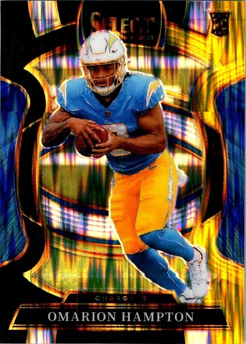 Omarion Hampton 2025 Select Black Gold Shock Concourse Rookie Card #2 Chargers