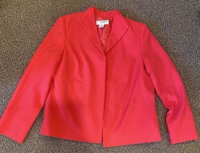 Sag Harbor Women's Petite 6P Pink Solid Open Front Lined Blazer Jacket Short
