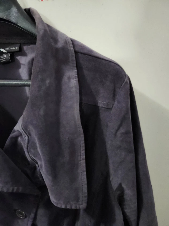 Lane Bryant Jacket Womens 18 Blue Corduroy Asymmetrical Button Up Cowl Blazer - Image 4 of 4