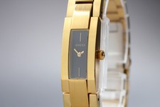 Vintage N MINT GUCCI 4600L Gold 13mm Black Dial Gold Quartz Women's Watch JAPAN