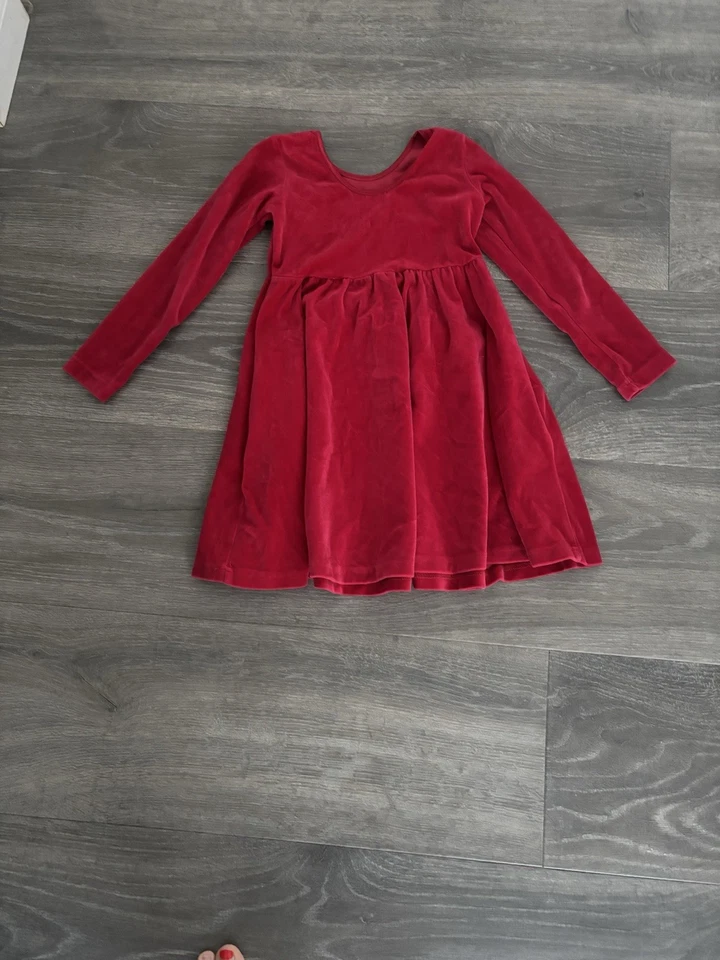 Hanna Andersson Skater Twirl Dress Girls Sz 6-7/ 120 cm Red Velour Holiday Party - Image 2 of 4