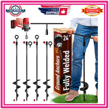 4pc 24" Heavy Duty Ground Anchors Screw in Earth Anchor for Trampoline Shed