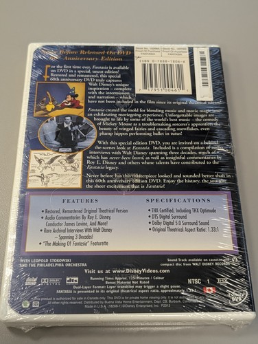 Fantasia (DVD, 2002) 60e anniversaire non coupé Disney non coupé neuf scellé - Photo 7/7