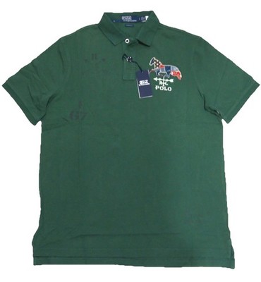 トップス PATCHWORK POLO SHIRT GRAYISH GREEN Polo Ralph Lauren Women's Green Patchwork Logo Graphic Crew