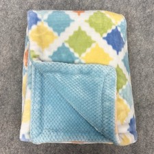 Little Miracles Baby Blanket Diamonds Squares Blue White Yellow Orange Green