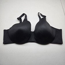 Cacique Women Bra 44D Black T Shirt Underwired Strap Adjustable