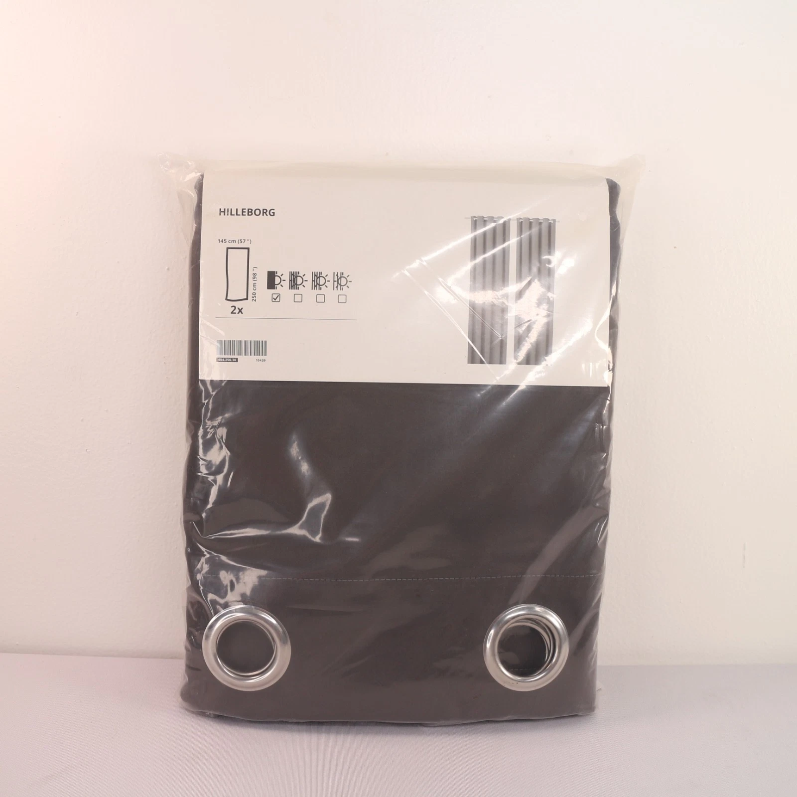 Ikea HILLEBORG Blackout Curtains 2 Panels 57x98" Gray/Dark Gray 404.250.30, NEW
