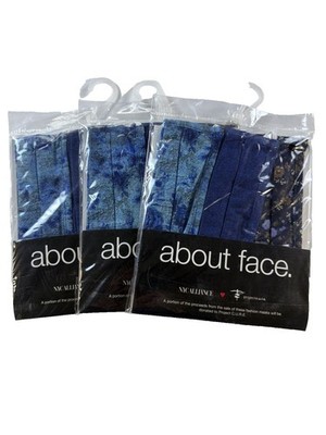 About Face Face Mask Pack Blue Floral Adult One Size Set of 9 Breathable Soft