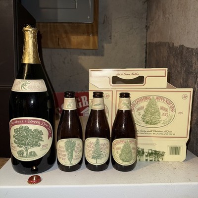 Lot 8 beer bottle Anchor Our Special Ale Magnum 2022 2001 2003 2013 6 pack caps