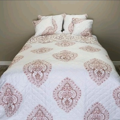 Bohemien Tagesdecke Plaid Kuscheldecke Creme Terakotta 240x260cm Clayre & Eef