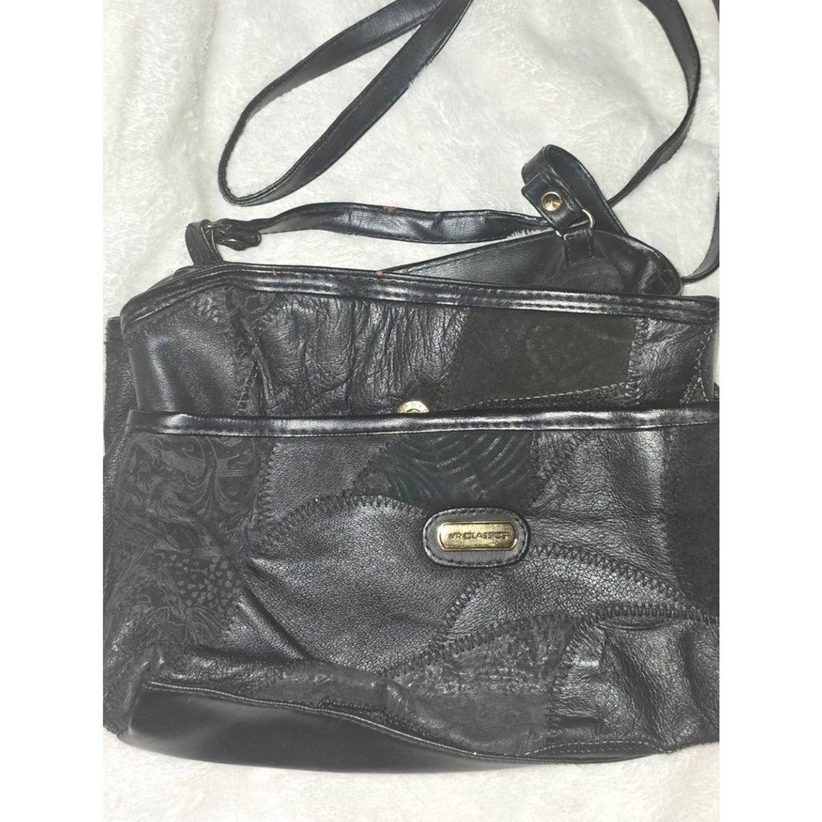 Vintage VR. CLASSICS Black Patchwork Shoulder Bag… - image 2