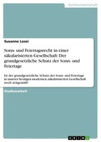 Susanne Lossi | Sonn- Und Feiertagsrecht In Einer SäKularisierten...