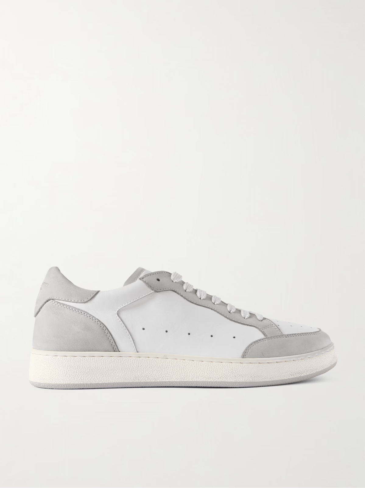 OFFICINE CREATIVE The Answer 001 Distressed Suede-Trimmed Leather Sneakers