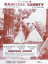The Song Of Raintree County Sheet Music Montgomery Clift Elizabeth Taylor 1957