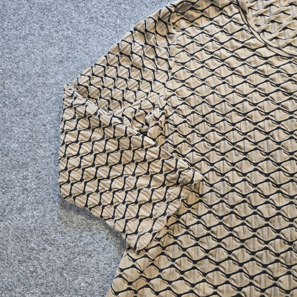 Топ Tianello женский размер большой бежевый собранная текстура Lagenlook туника повседневный - Изображение 4 из 4