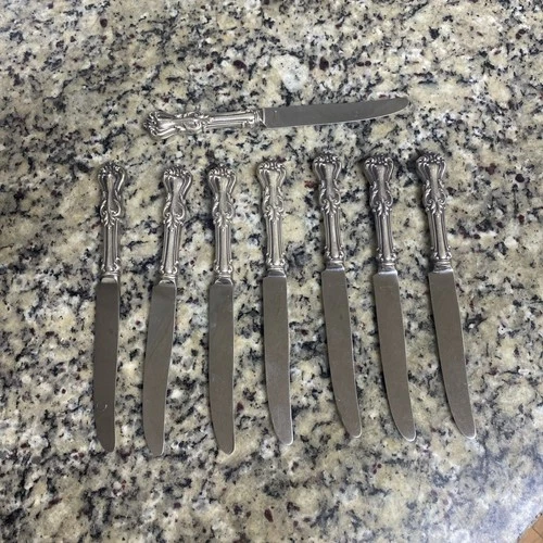 Lot of 8 Reed and Barton Mirrorstele Butter Knives Sterling Silver Handle