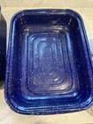 Vintage Blue Speckled Enamel Roasting Pan w/ Lid Large Camp Farmhouse — photo 3