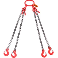 VEVOR 5/16" x 5' Chain Sling 4 Legs G80 Lifting Chain with Grab Hooks 11000 lbs