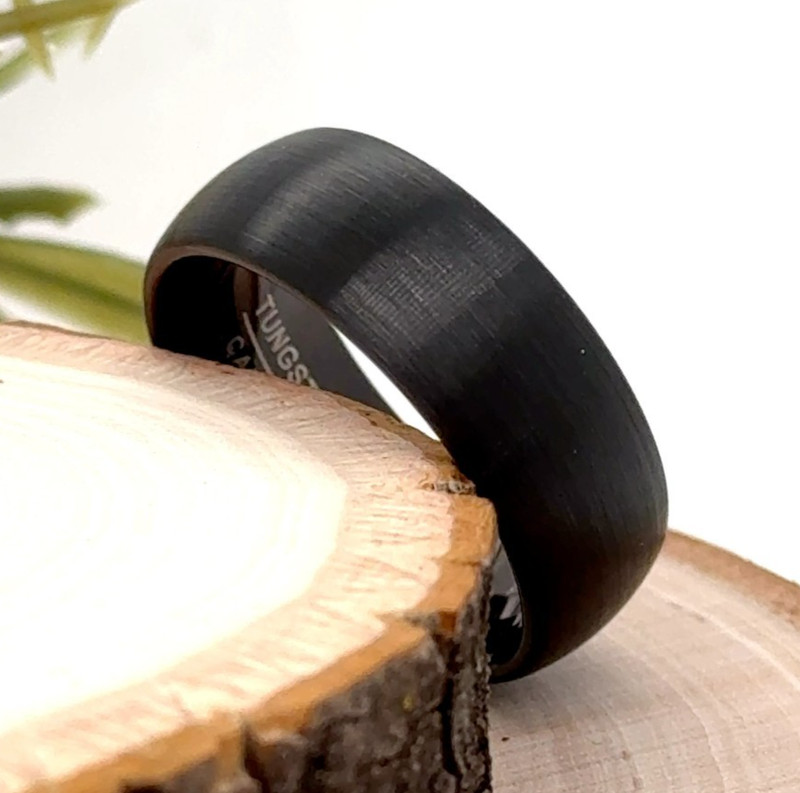 8mm Brushed Finish Tungsten Carbide Ring polished Edges – Unisex Stylish Band