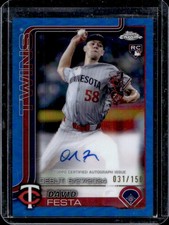 2025 Topps Chrome Update David Festa Rookie Debut Auto RC Blue Refractor #/150