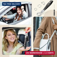 Huquary Bling Rhinestone Leather Car Keychain 4.72 Inch Keyholder with Rhineston