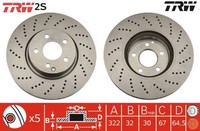 2X Bremsscheibe Trw DF4862S 2 Bremsscheiben Vorderachse Vorne FüR Mercedes-Benz