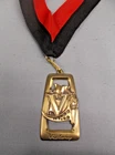 unique shape gold victory torch medal wide black/red neck ribbon