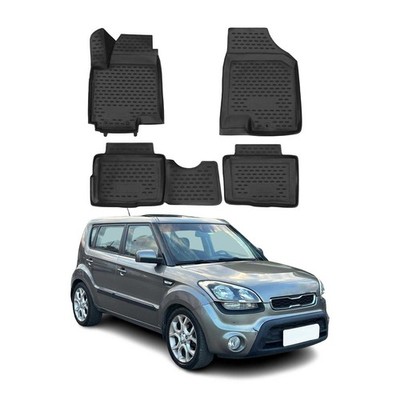 OMAC Floor Mats Liner for Kia Soul 2010-2013 Black TPE All-Weather 4 Pcs