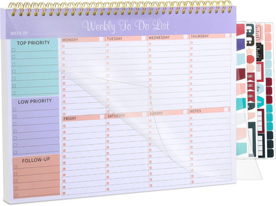 Weekly To Do List Notepad with 52 Undated Sheets, 8.5''×11'' Weekly Desk Planner U
