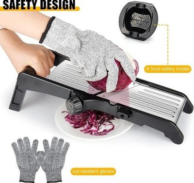 Mandoline  Vegetable Fruit Slicer Stainless Steel Cutter 5 Blades Holder