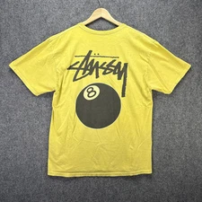 Vintage Stussy Shirt Mens Large Yellow 90s Remixed Classics 8 Ball Eight Skate