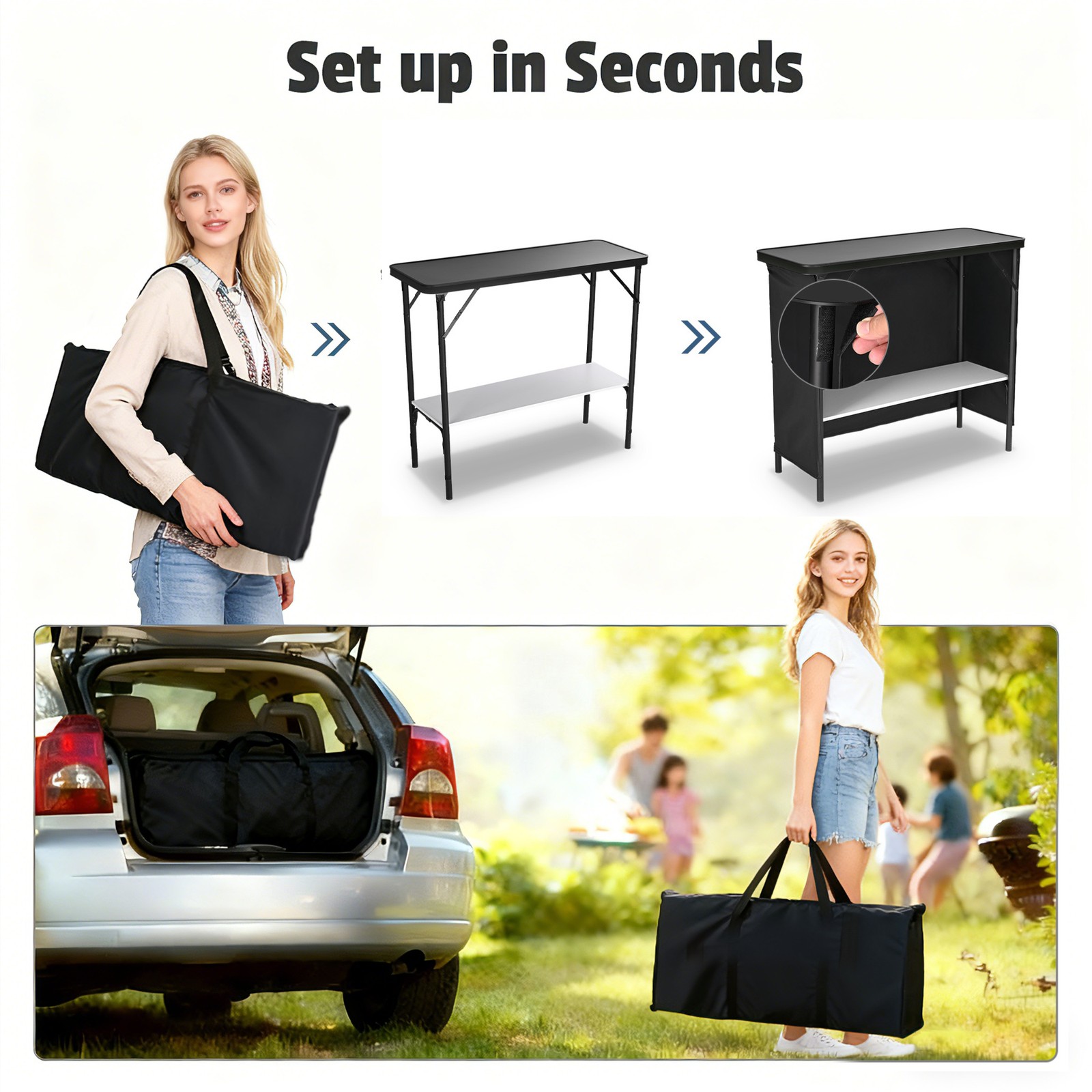 Xcceries 2 PackFolding  Manicure Table Shimmer Décor 2 Shelf Nail Tech Station