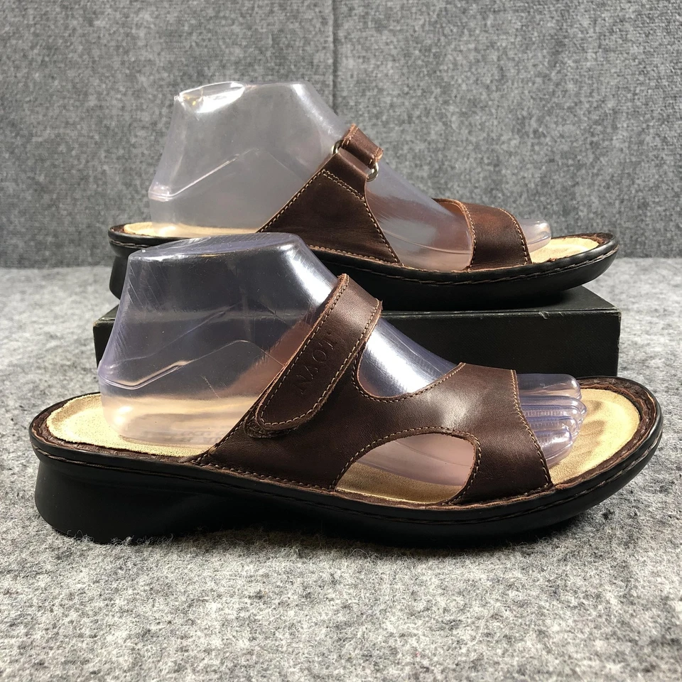 Sandalias Naot para mujer talla 11 EU 42 cuero marrón deslizables ajustables cómodas sin cordones Foto 2 de 4
