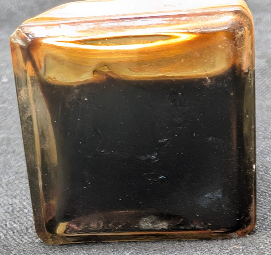 ANTIQUE VTG FRY'S ART CO. MEDIUM FOR MIXING EMBOSSED GLASS BOTTLE CORK 3/4 FULL