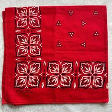 Vintage Red Wash Fast Colors Cotton RN 14193 Bandana Handkerchief 23" Made USA